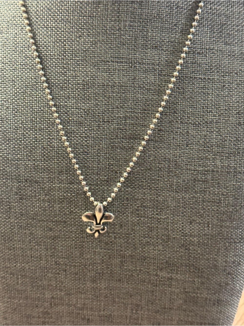 🩶 MIGON FAGET STERLING SILVER DE LIS PENDANT WITH BALL CHAIN!🩶🩶
